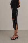 glossy pencil skirt