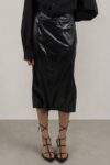 glossy pencil skirt