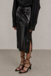 glossy pencil skirt