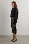glossy pencil skirt